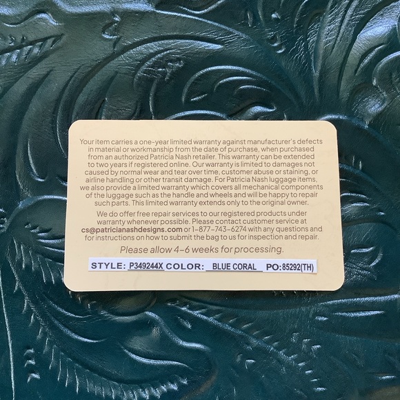 Patricia Nash Blue Coral Floral Tooled Leather Wristlet - Picture 10 of 15